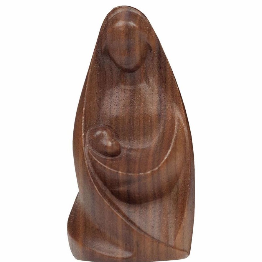 ULPE Sculture Sacre in legno Val Gardena Madonna Della Gioia Seduta Cm 8 (3,1 Inch) Statua In Stile Moderno Colore Naturale In Legno Val Gardena Chain Necklaces