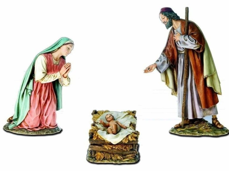 Moranduzzo Presepi Gruppo Nativita Sacra Famiglia 3 Pezzi Cm 30 (11,8 Inch) Presepe Landi Moranduzzo Statue In Resina Stile Arabo Angels Statues