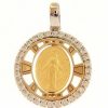 Vaticanum Gioielli in Oro Madonna Miracolosa Regina Sine Labe Originali Concepta O.P.N. Punti Luce Medaglia Sacra Pendente Tonda Gr 2,3 Bicolore Oro Giallo Bianco 18Kt Con Zirconi Da Donna Italian Rosaries & Made In Italy Jewelry