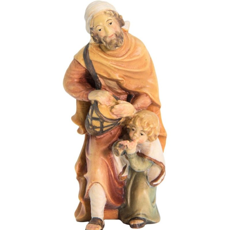 Dolfi Catalogo Pastore Con Bambino Cm 18 (7,1 Inch) Presepe Matteo Stile Orientale Colori Ad Olio In Legno Val Gardena Wall Crucifixes