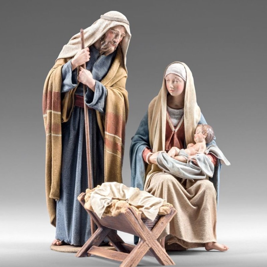 Original Heide Catalogo Gruppo Sacra Famiglia Nativita 04 20 Cm (7,9 Inch) Presepe Vestito Immanuel Stile Orientale Statue In Legno Val Gardena Abiti In Stoffa Pope Statues