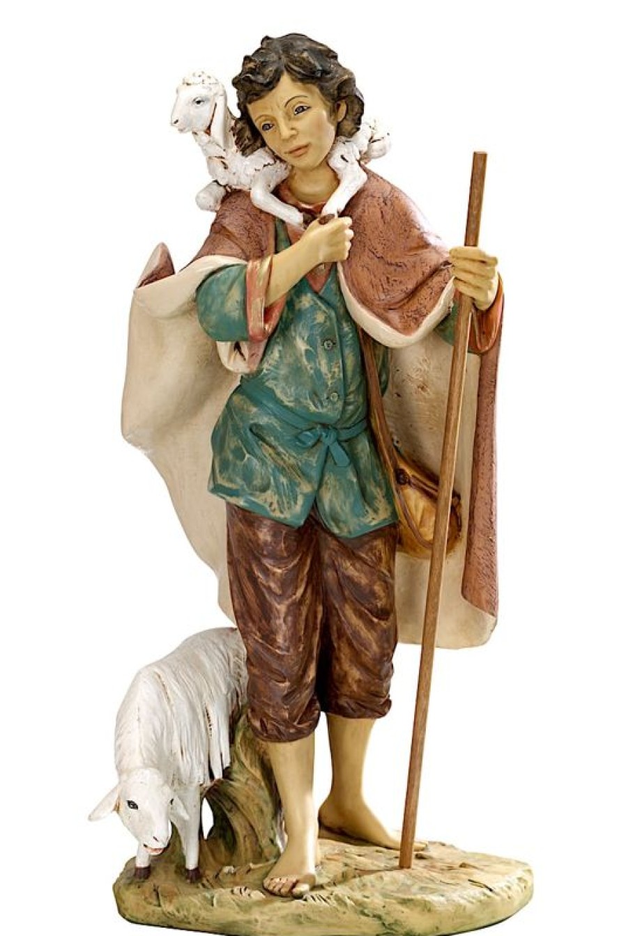 Fontanini Catalogo Pastore Con Pecore Cm 85 (34 Inch) Presepe Fontanini Statua Per Esterno In Resina Dipinta A Mano Aggiungi Vernice Speciale Per Uso In Esterno Wall Crucifixes