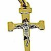 Vaticanum Gioielli in Oro Croce Dritta Con Corpo Di Cristo Ciondolo Pendente Gr 1,05 Bicolore Oro Giallo Bianco 18Kt Lastra Stampata A Rilievo Uni Donna Uomo First Communion