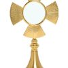 MAS Arredi sacri in Oro e Argento Teca Eucaristica Ostensorio Ostia Magna Cm 15 (5,9 In) H. Cm 29 (11,5 Inch) Base Liscia In Ottone Oro Argento Church Furniture