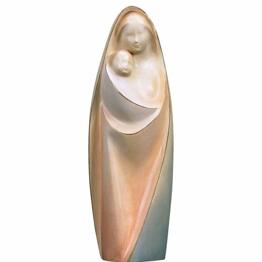 ULPE Sculture Sacre in legno Val Gardena Madonna Della Gioia Cm 46 (18,1 Inch) Statua In Stile Moderno Dipinta Ad Acquarello In Legno Val Gardena Chain Necklaces