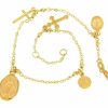 Vaticanum Gioielli in Oro Bracciale Rosario Con 3 Medaglie 2 Croci Gr 5 Oro Giallo 18Kt Con Sfere Diamantate Donna Bimba Bimbo Baptism