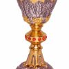 MAS Arredi sacri in Oro e Argento Calice Liturgico H. Cm 23 (9,1 Inch) Uva Spighe Ultima Cena In Ottone Bicolor Da Altare Per Vino Da Messa Sacred Altar Vessels