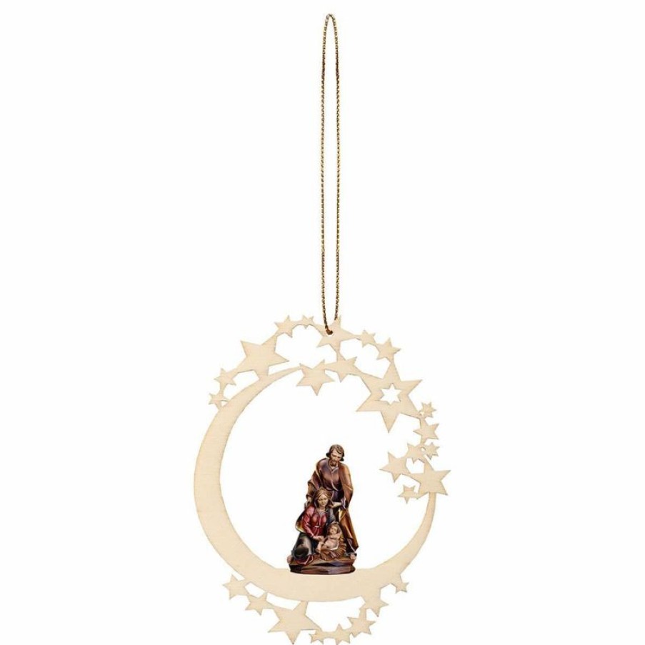 ULPE Addobbi Natalizi in legno Nativita Barocca Cornice A Luna Diam. Cm 12 (4,7 Inch) Presepe Decorazione Albero Natale Dipinta Ad Olio In Legno Val Gardena Collectible Nativity Sets & 38 Sizes