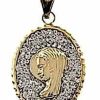 Vaticanum Gioielli in Oro Madonna Con Aureola E Punti Luce Medaglia Pendente Ovale Gr 1,3 Oro Giallo 18Kt Con Zirconi E Bordo A Corona Da Donna Italian Rosaries & Made In Italy Jewelry