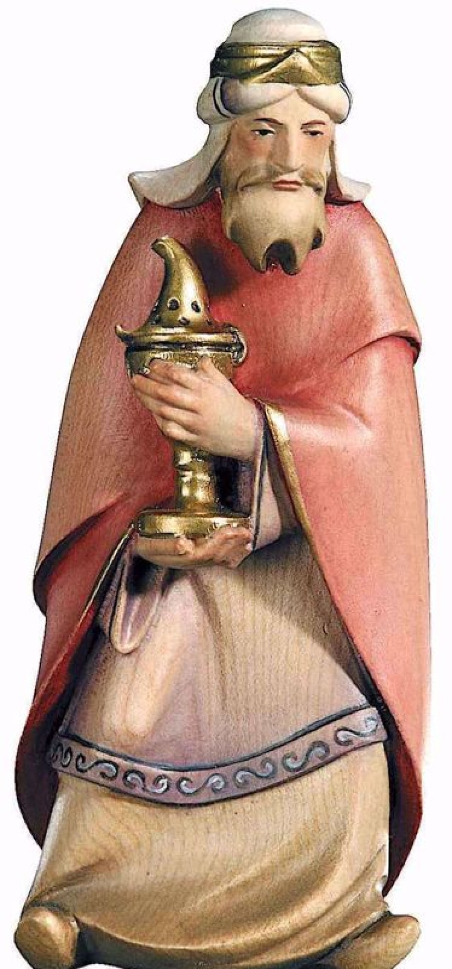 Dolfi Catalogo Gaspare Re Magio Bianco Cm 16 (6,3 Inch) Presepe Leonardo Stile Arabo Tradizionale Colori Ad Olio In Legno Val Gardena Pope Statues