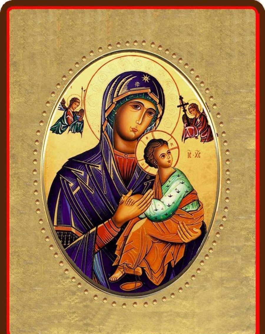 EB Arte Sacra Madonna Con Bambino Icona In Porcellana Su Tavola Dorata Cm 8X10X1,3 (3,15X3,9X0,5 Inch) Da Muro E Da Tavolo Collectible Nativity Sets & 38 Sizes