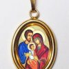 EB Arte Sacra Sacra Famiglia Ciondolo Pendente Ovale Mm 19X24 (0,75X0,95 Inch) Argento Placcato Oro E Porcellana Uni Uomo Donna Collectible Nativity Sets & 38 Sizes