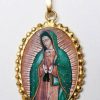 EB Arte Sacra Nostra Signora Di Guadalupe Ciondolo Pendente Ovale A Corona Mm 24X30 (0,94X1,18 Inch) Argento Placcato Oro E Porcellana Da Donna Italian Rosaries & Made In Italy Jewelry