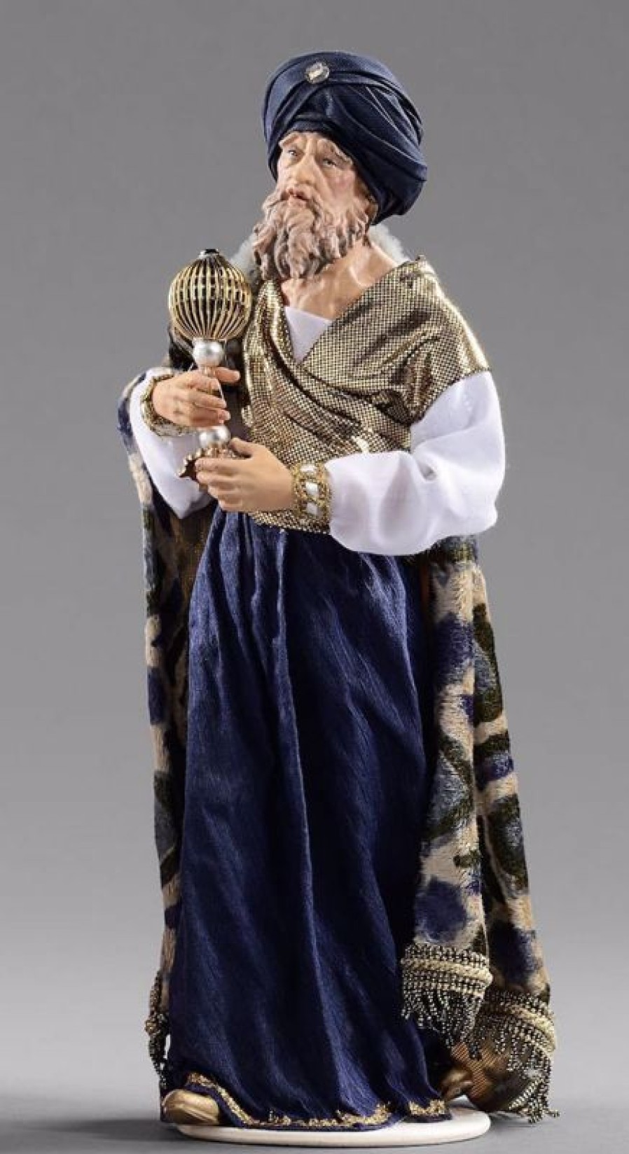 Original Heide Catalogo Gaspare Re Magio Bianco Cm 40 (15,7 Inch) Presepe Vestito Hannah Alpin Statua In Legno Val Gardena Abiti In Tessuto Wooden Crucifixes