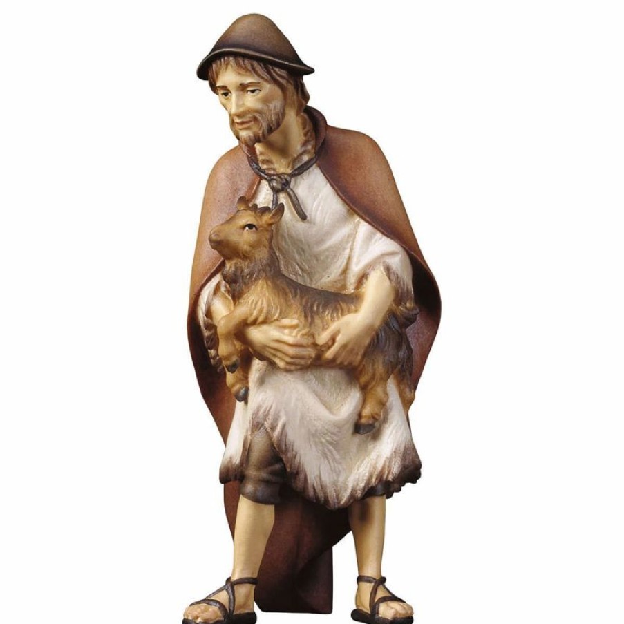 ULPE Wood Art Catalogo Pastore Con Capretta Cm 12 (4,7 Inch) Presepe Ulrich Dipinto A Mano Statua Artigianale In Legno Val Gardena Stile Barocco Wall Crucifixes