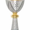 MAS Arredi sacri in Oro e Argento Calice Liturgico H. Cm 20,5 (8,1 Inch) Chrismon Motivi Floreali In Ottone Cesellato Da Altare Per Vino Da Messa Sacred Altar Vessels