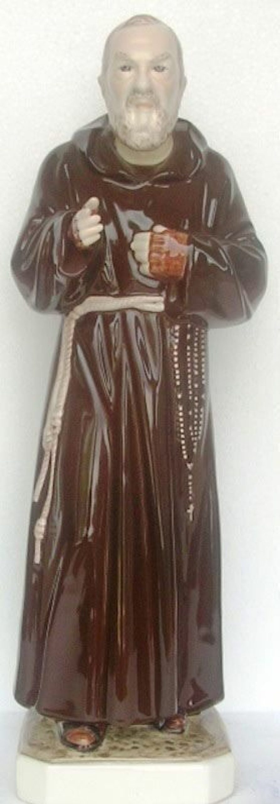 Maioliche Deruta Statua Santo Padre Pio Da Pietrelcina Cm 60 (23,6 In) Ceramica Invetriata Di Deruta Dipinta A Mano Sacred & Religious Ceramics