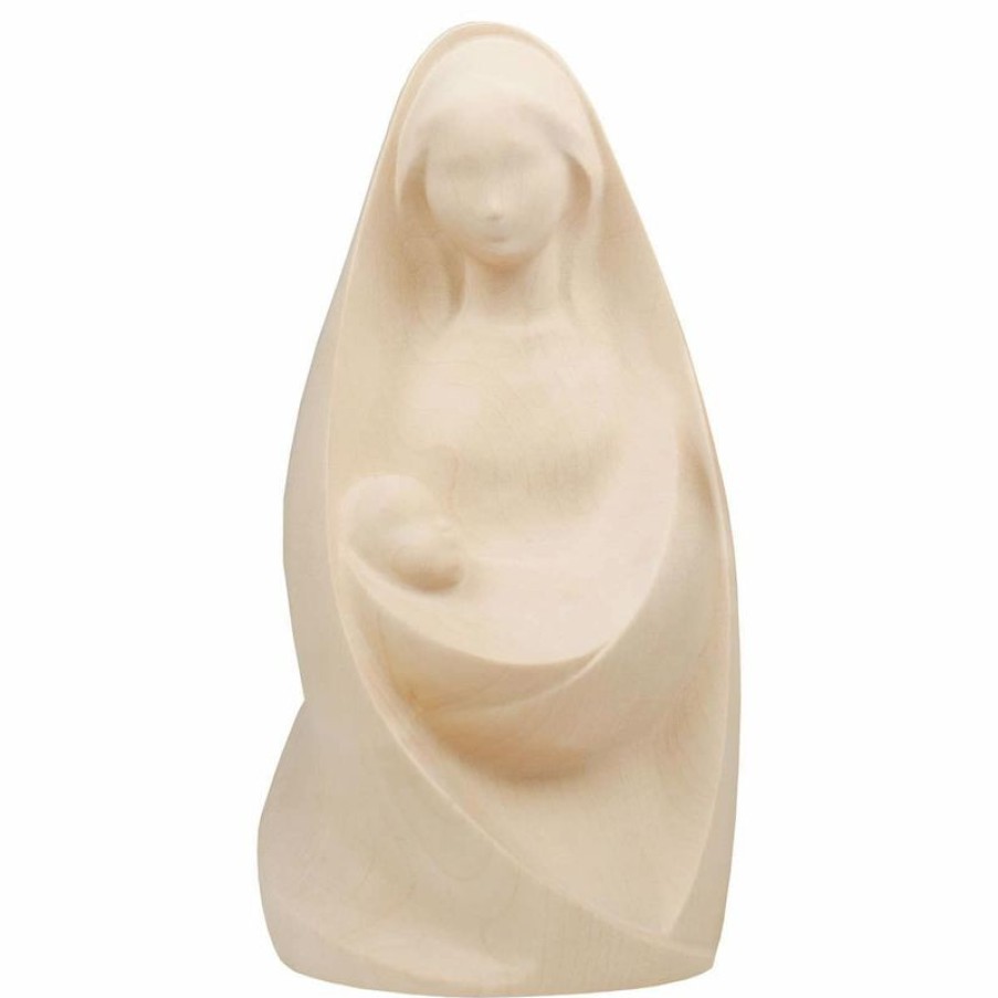 ULPE Sculture Sacre in legno Val Gardena Madonna Della Gioia Seduta Cm 19 (7,5 Inch) Statua In Stile Moderno Colore Naturale In Legno Val Gardena Chain Necklaces