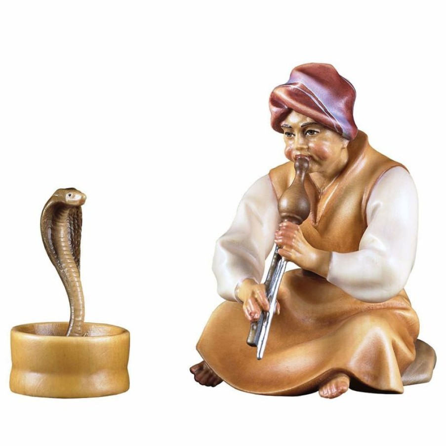 ULPE Wood Art Catalogo Incantatore Di Serpenti 2 Pezzi Cm 25 (9,8 Inch) Presepe Cometa Dipinto A Mano Statue Artigianali In Legno Val Gardena Stile Arabo Tradizionale Wall Crucifixes