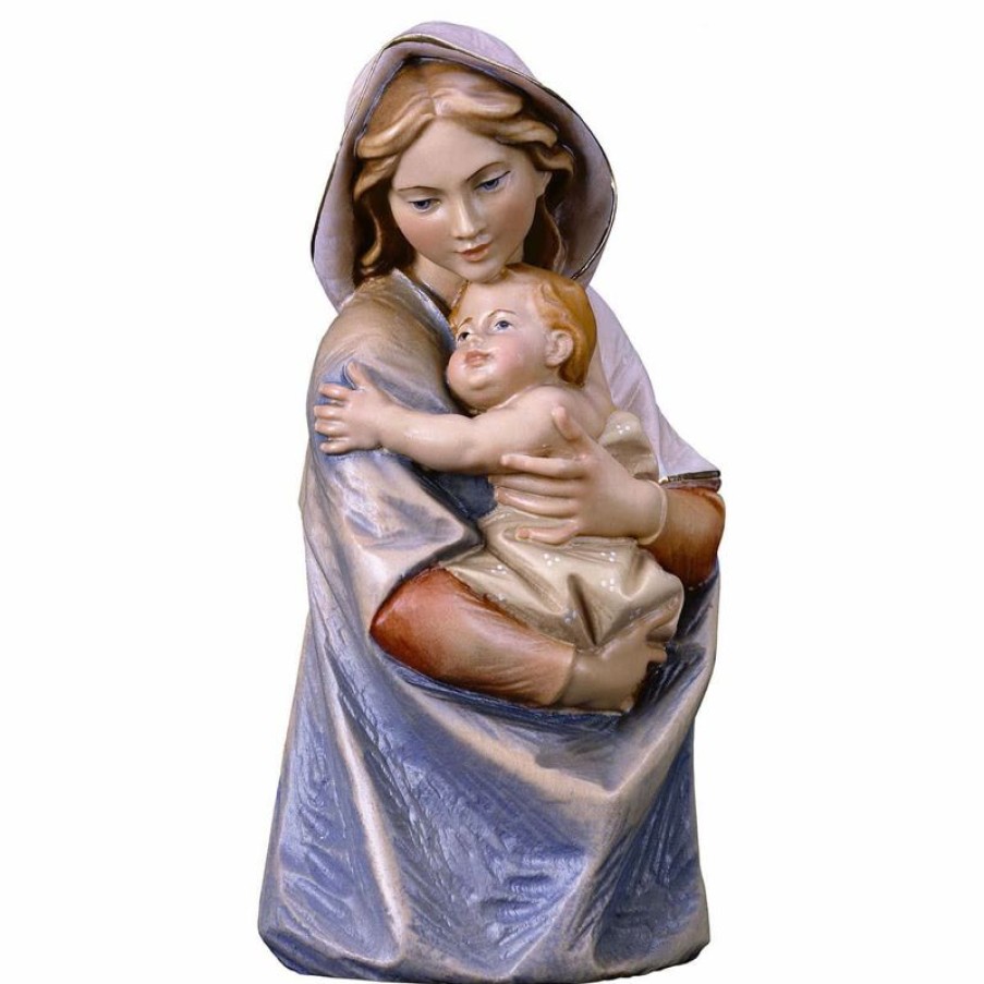 ULPE Sculture Sacre in legno Val Gardena Busto Madonna Cm 16 (6,3 Inch) Statua Da Tavolo Dipinta Ad Olio In Legno Val Gardena Religious & Catholic Necklaces