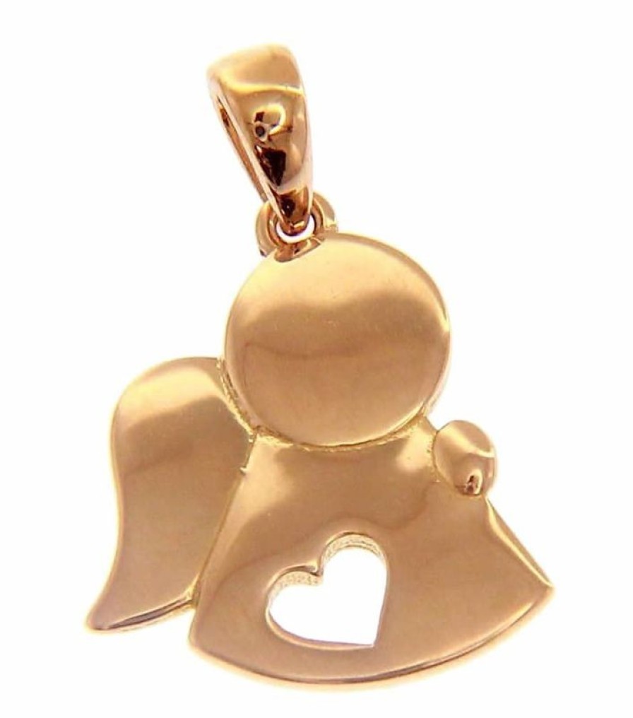 Vaticanum Gioielli in Oro Angelo Con Cuore Ciondolo Pendente Gr 1,6 Oro Rosa 18Kt Per Bimba E Bimbo Holy Water Fonts