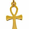 Vaticanum Gioielli in Oro Chiave Della Vita Ankh Croce Copta Ansata Ciondolo Pendente Gr 1 Oro Giallo Massiccio 18Kt Lastra Stampata A Rilievo Uni Donna Uomo First Communion