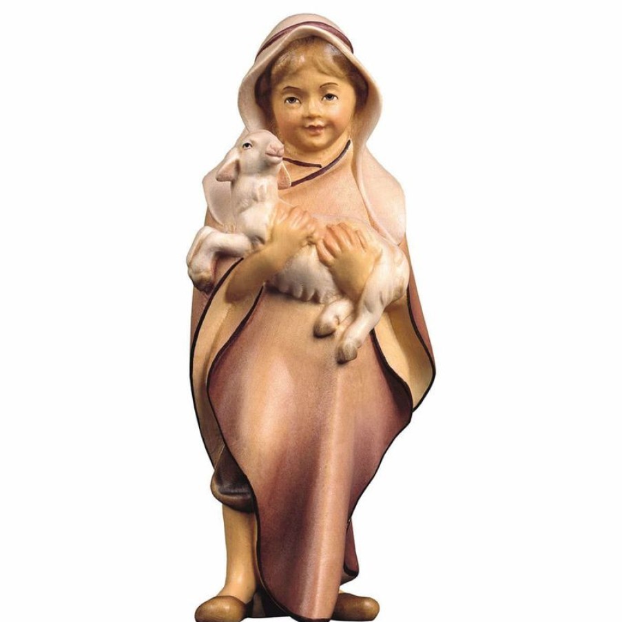 ULPE Wood Art Catalogo Bambino Con Agnello Cm 16 (6,3 Inch) Presepe Cometa Dipinto A Mano Statua Artigianale In Legno Val Gardena Stile Arabo Tradizionale Wall Crucifixes