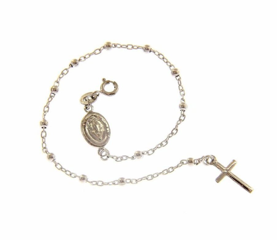 Vaticanum Gioielli in Argento Bracciale Rosario Argento 925 Madonna Miracolosa Croce Donna Bimba Bimbo Holy Water Fonts