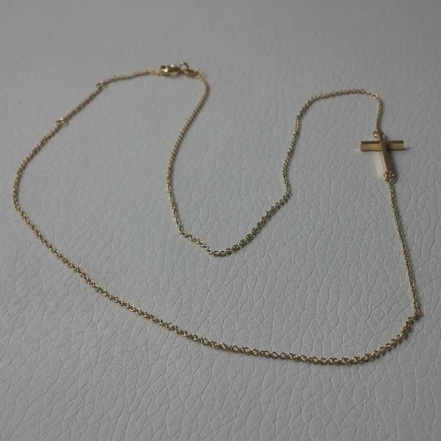 Vaticanum Gioielli in Oro Collana Girocollo Moda Con Croce Dritta Gr 2,2 Oro Giallo 18Kt Da Donna Baptism