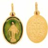 Vaticanum Gioielli in Oro Madonna Miracolosa Medaglia Sacra Pendente Ovale Conio Gr 2,2 Oro Giallo 18Kt Con Smalto Verde Da Donna Baptism