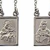 Vaticanum Gioielli in Oro Collana Girocollo Con Medaglia Scapolare Beata Vergine Del Carmelo E Sacro Cuore Di Gesu Gr 8,3 Oro Bianco 18Kt Uni Donna Uomo Italian Rosaries & Made In Italy Jewelry