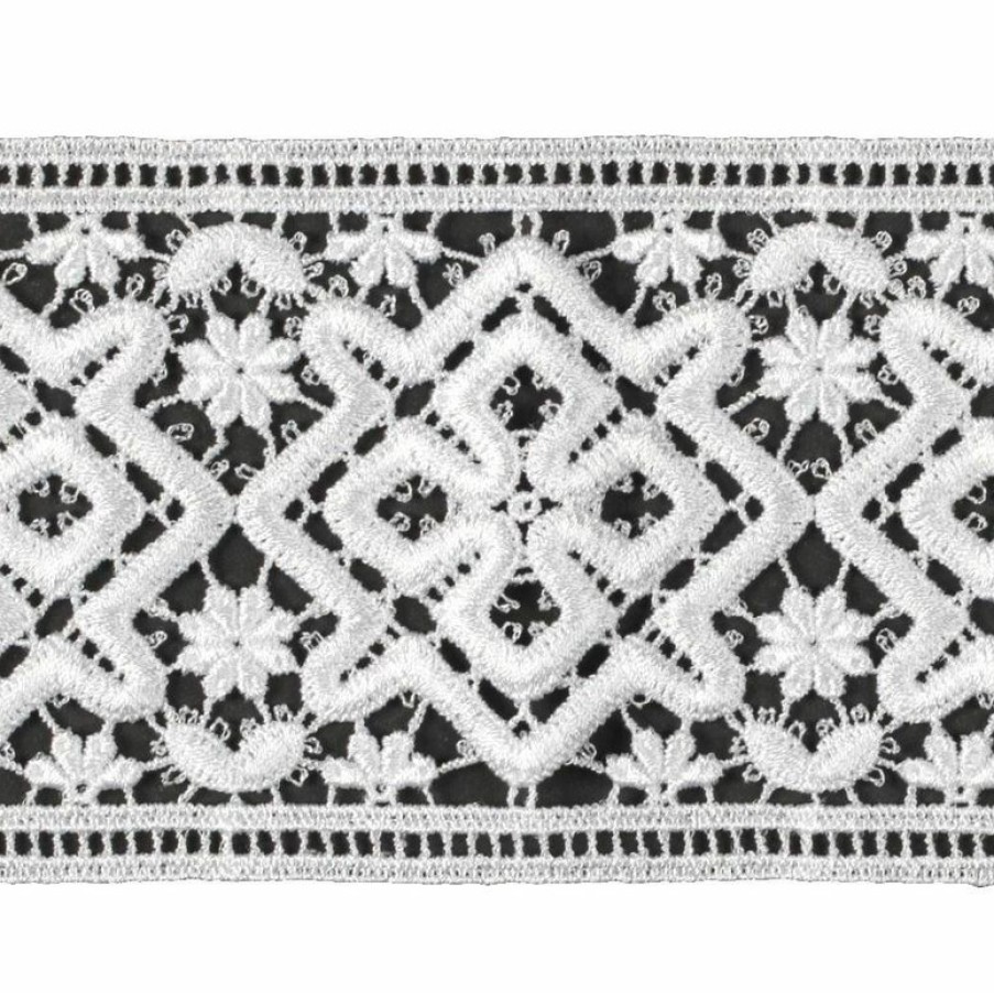 Tessuti al metro per Paramenti Pizzo Tramezzo Macrame Croce Rombo H. Cm 10 (3,9 Inch) Viscosa Poliestere Bianco Ricamo Merletto Bordo Bordura Per Paramenti Ecclesiastical Fabrics And Passementerie