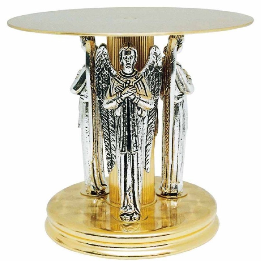 SEA Oggetti Liturgici in Oro e Argento Tronetto Base Per Ostensorio H. Cm 16 (6,3 Inch) Angeli In Preghiera In Ottone Bicolore Supporto Espositore Katholische Religiose Bucher