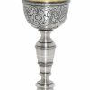 MAS Arredi sacri in Oro e Argento Calice Liturgico H. Cm 20 (7,9 Inch) A C Lla Con Foglie Simbolo Ihs In Ottone Cesellato Da Altare Per Vino Da Messa Sacred Altar Vessels