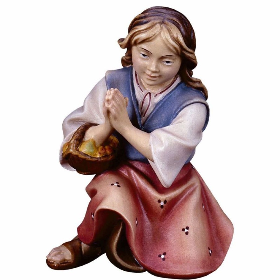 ULPE Wood Art Catalogo Bambina Che Prega Inginocchiata Cm 12 (4,7 Inch) Presepe Ulrich Dipinto A Mano Statua Artigianale In Legno Val Gardena Stile Barocco Wall Crucifixes