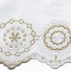 Tessuti al metro per Paramenti Pizzo Rosone H. Cm 14 (5,5 Inch) Puro Cotone Bianco/Oro Ricamo Merletto Bordo Bordura Per Paramenti Ecclesiastical Fabrics And Passementerie