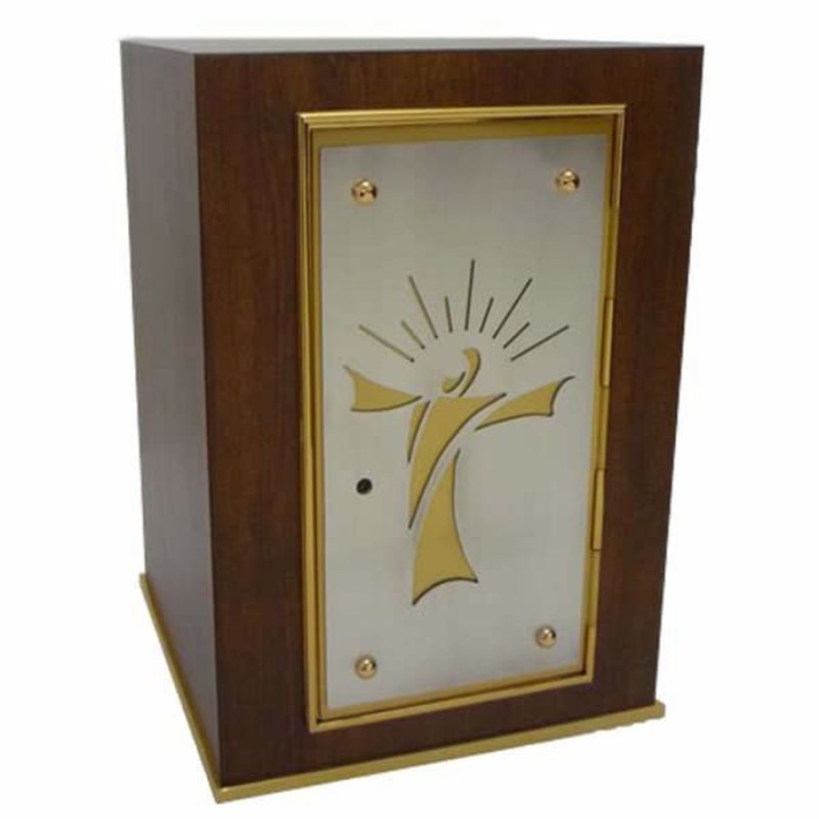 MAS Arredi sacri in Oro e Argento Tabernacolo Da Mensa Cm 30X30X43 (11,8X11,8X16,9 Inch) Stile Moderno Cristo Stilizzato In Legno Ciborio Da Altare Chiesa Katholische Religiose Bucher