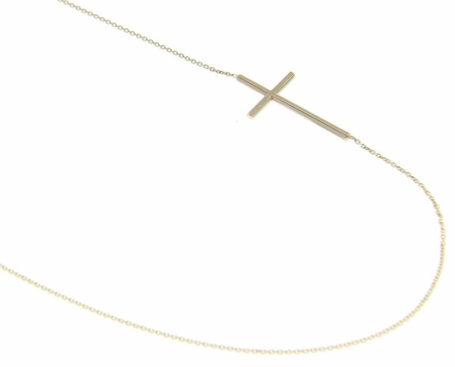 Vaticanum Gioielli in Oro Collana Girocollo Moda Con Croce Gr 2,5 Oro Bianco 18Kt Da Donna Baptism