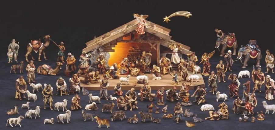 ULPE Wood Art Catalogo Elefantiere In Piedi Cm 15 (5,9 Inch) Presepe Ulrich Dipinto A Mano Statua Artigianale In Legno Val Gardena Stile Barocco Wall Crucifixes