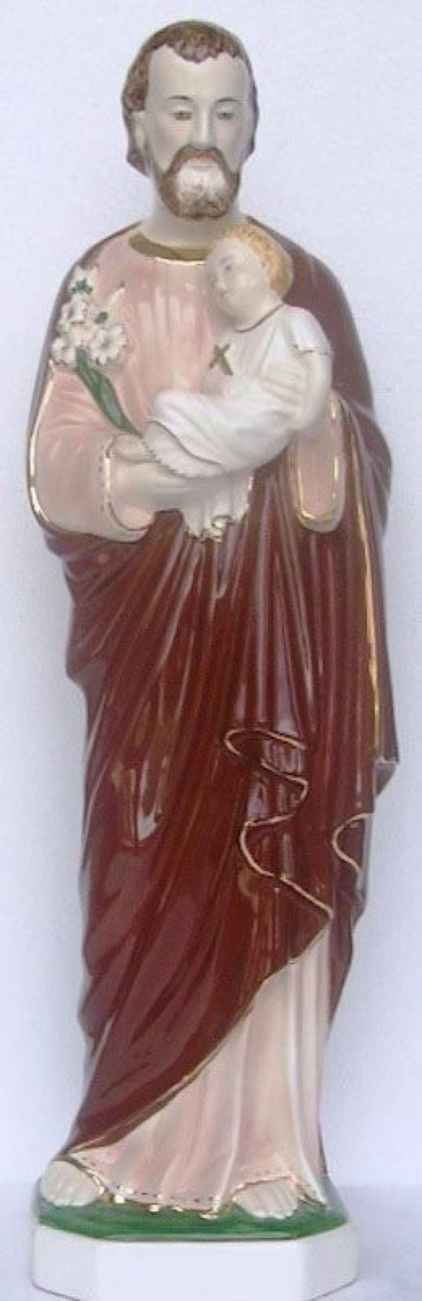 Maioliche Deruta Statua San Giuseppe Cm 60 (23,6 In) Ceramica Invetriata Di Deruta Dipinta A Mano Sacred & Religious Ceramics