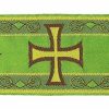 Tessuti al metro per Paramenti Gallone Bizantino Filato Metallo Plastico Croce Ricciolo H. Cm 9 (3,5 Inch) Poliestere Acetato Zecchino Tessuto Per Paramenti Liturgici Ecclesiastical Fabrics And Passementerie