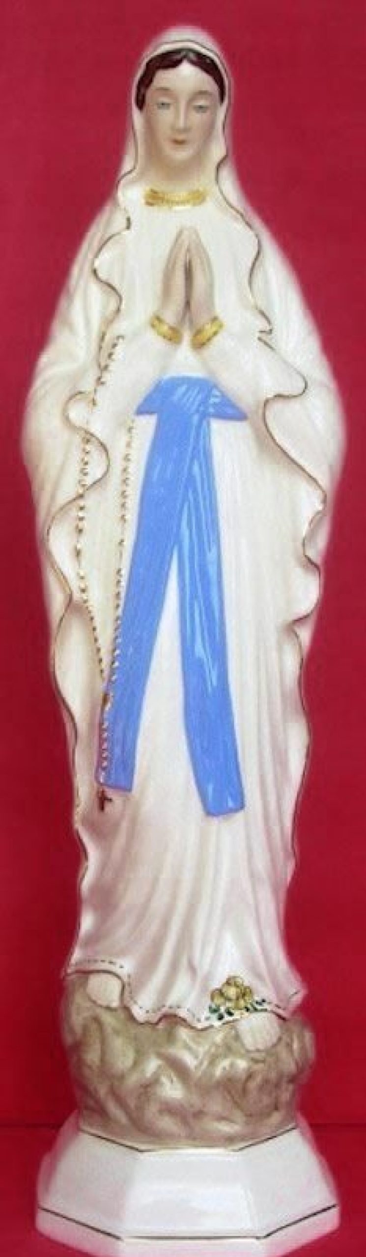 Maioliche Deruta Statua Madonna Di Lourdes Cm 60 (23,6 In) Ceramica Invetriata Di Deruta Dipinta A Mano Sacred & Religious Ceramics