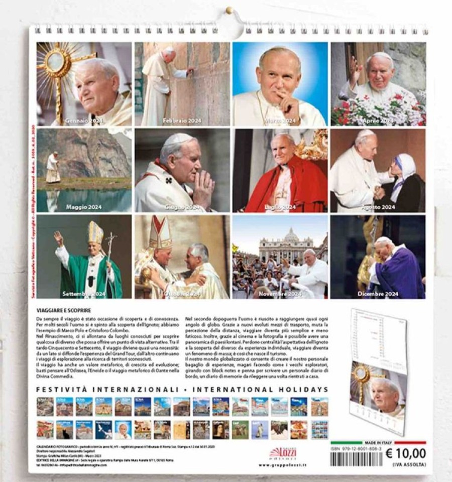 Editrice Millennium St. John Paul Ii 2024 Wall Calendar Cm 31X33 (12,2X13 In) 16 Months Collectible Nativity Sets & 38 Sizes