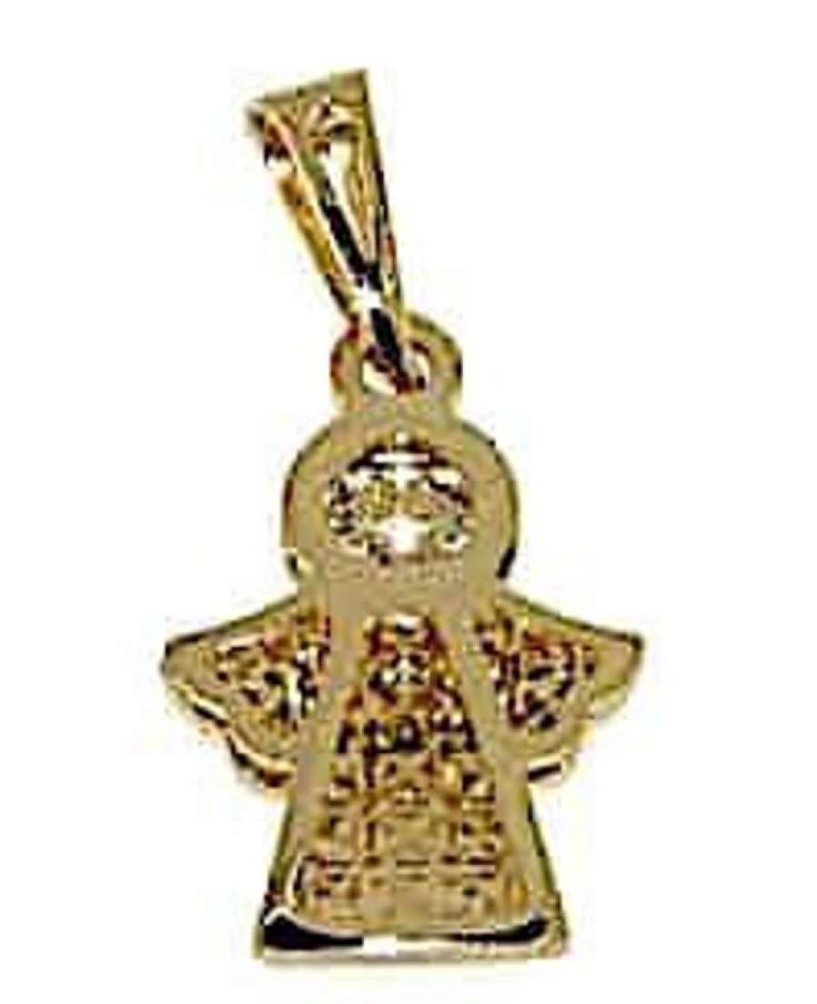 Vaticanum Gioielli in Oro Angelo Custode Con Punti Luce Ciondolo Pendente Gr 1,1 Oro Giallo 18Kt Da Donna Ex Voto