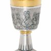 MAS Arredi sacri in Oro e Argento Calice Liturgico H. Cm 16,5 (6,5 Inch) Ultima Cena In Ottone Cesellato Da Altare Per Vino Da Messa Sacred Altar Vessels