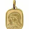 Vaticanum Gioielli in Oro Vergine Maria Madonna Addolorata Medaglia Sacra Pendente Rettangolare Bassorilievo Gr 2,4 Oro Giallo 18Kt Da Donna Italian Rosaries & Made In Italy Jewelry