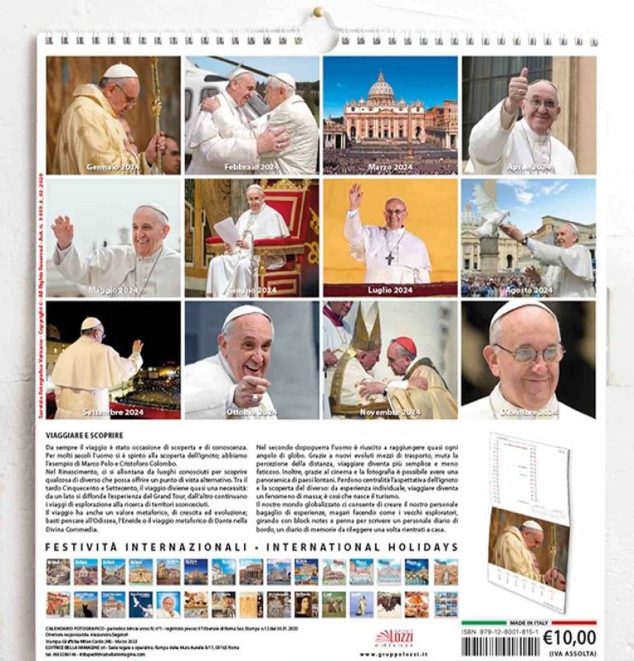 Editrice Millennium Papa Francisco Basilica San Pedro Calendario De Pared 2024 Cm 31X33 (12,2X13 In) 16 Meses Collectible Nativity Sets & 38 Sizes