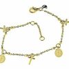 Vaticanum Gioielli in Oro Bracciale Rosario Con 2 Medaglie Madonna Miracolosa E 3 Croci Gr 4,3 Oro Giallo 18Kt Con Sfere Lisce Da Donna Baptism