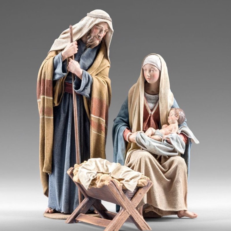 Original Heide Catalogo Gruppo Sacra Famiglia Nativita 04 40 Cm (15,7 Inch) Presepe Vestito Immanuel Stile Orientale Statue In Legno Val Gardena Abiti In Stoffa Pope Statues