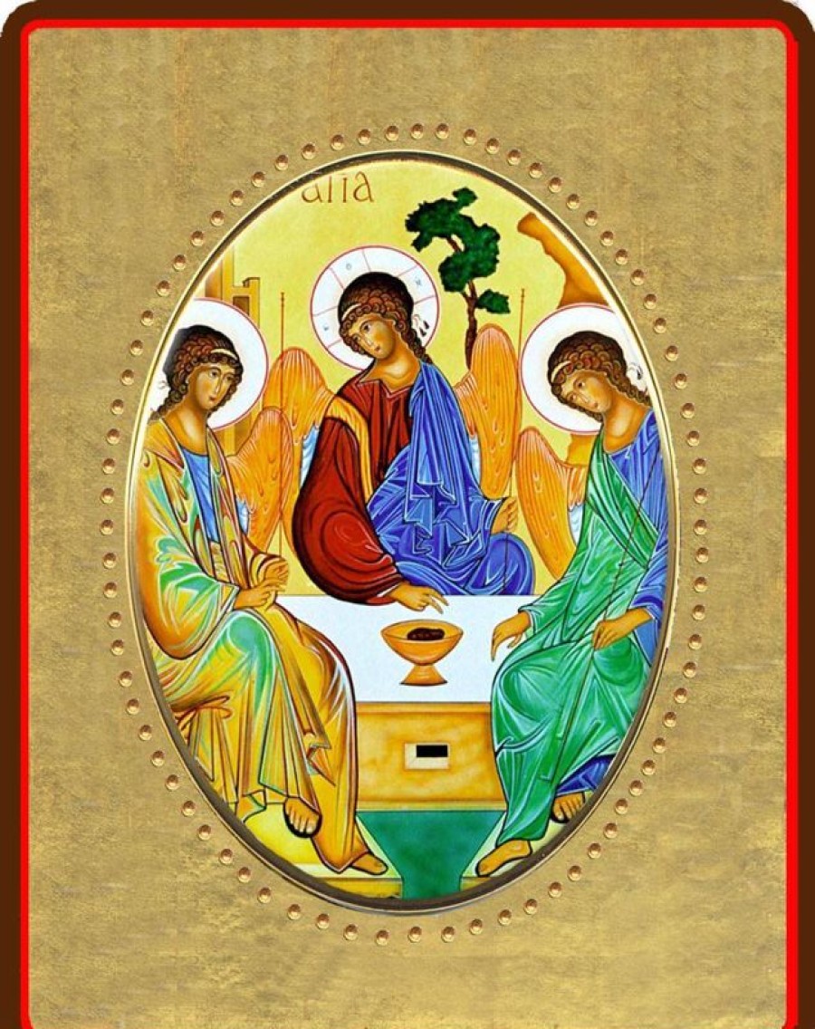 EB Arte Sacra Trinita Icona In Porcellana Su Tavola Dorata Cm 8X10X1,3 (3,15X3,9X0,5 Inch) Da Muro E Da Tavolo Collectible Nativity Sets & 38 Sizes